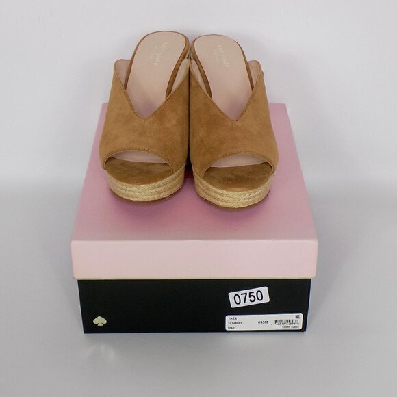 Kate Spade New York Slide Wedge Sandals Espadrille 4" Heel Suede Size 9.5 Thea - Picture 4 of 11